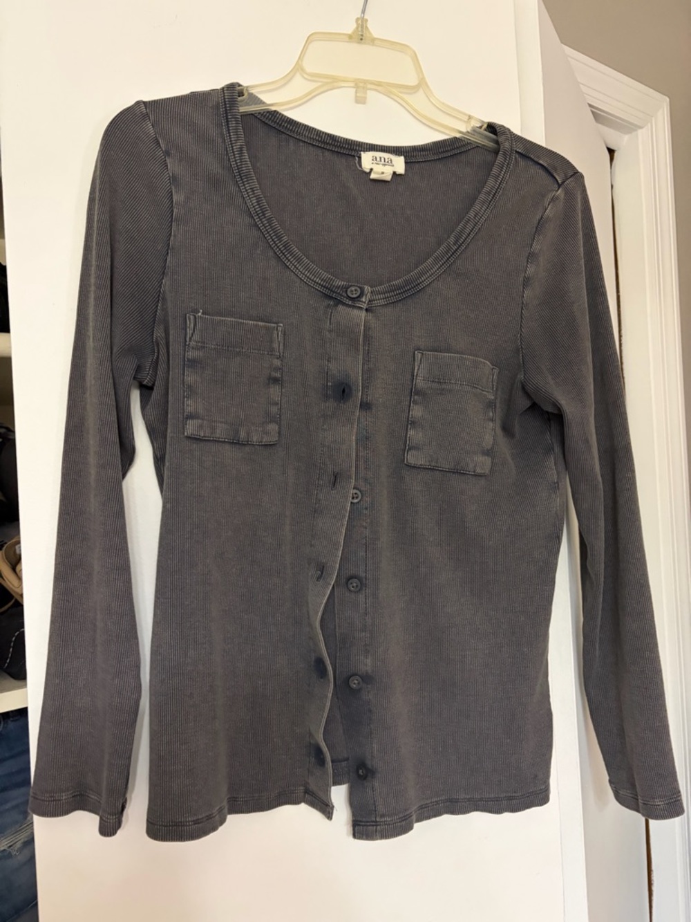 a.n.a Gray Ribbed Knit Top